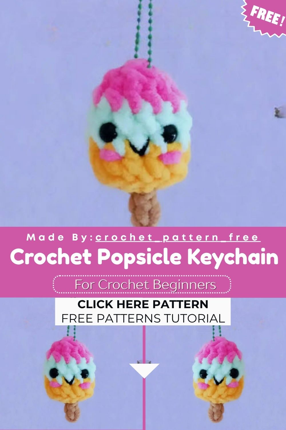 Joyous Crochet Popsicle Keychain Amigurumi Pattern