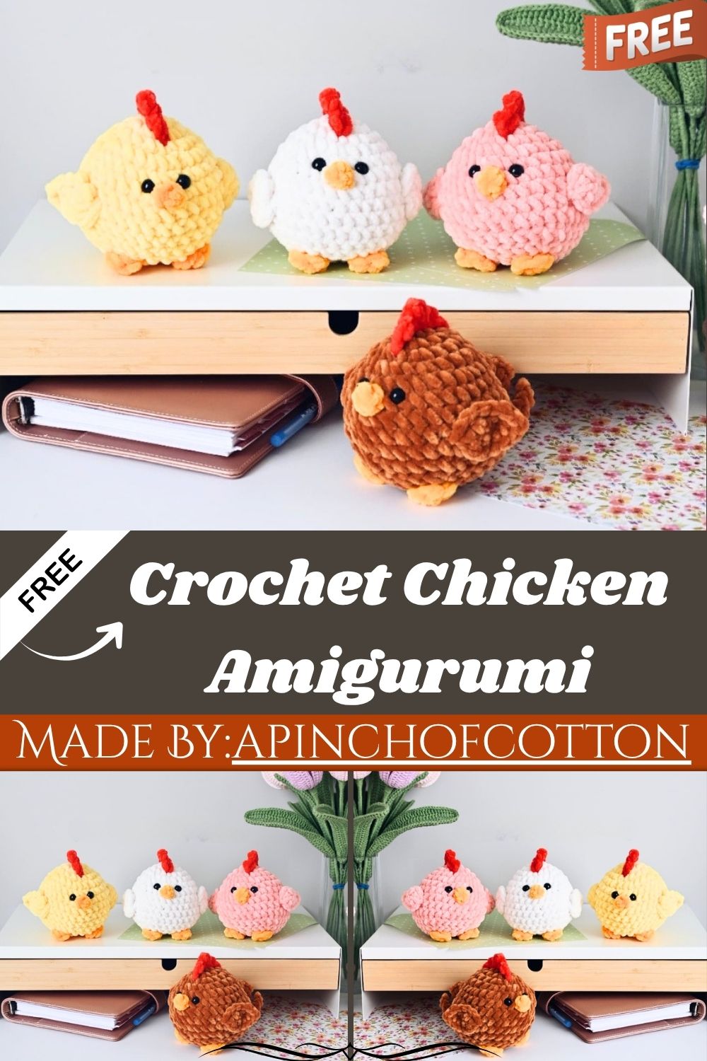 Kawaii Crochet Chicken Amigurumi Plush Toy Pattern
