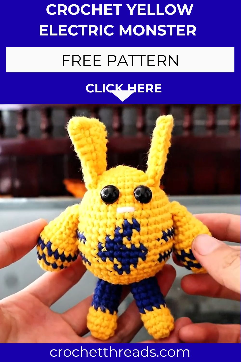 Luxurious Crochet Yellow Electric Monster Amigurumi Free Pattern