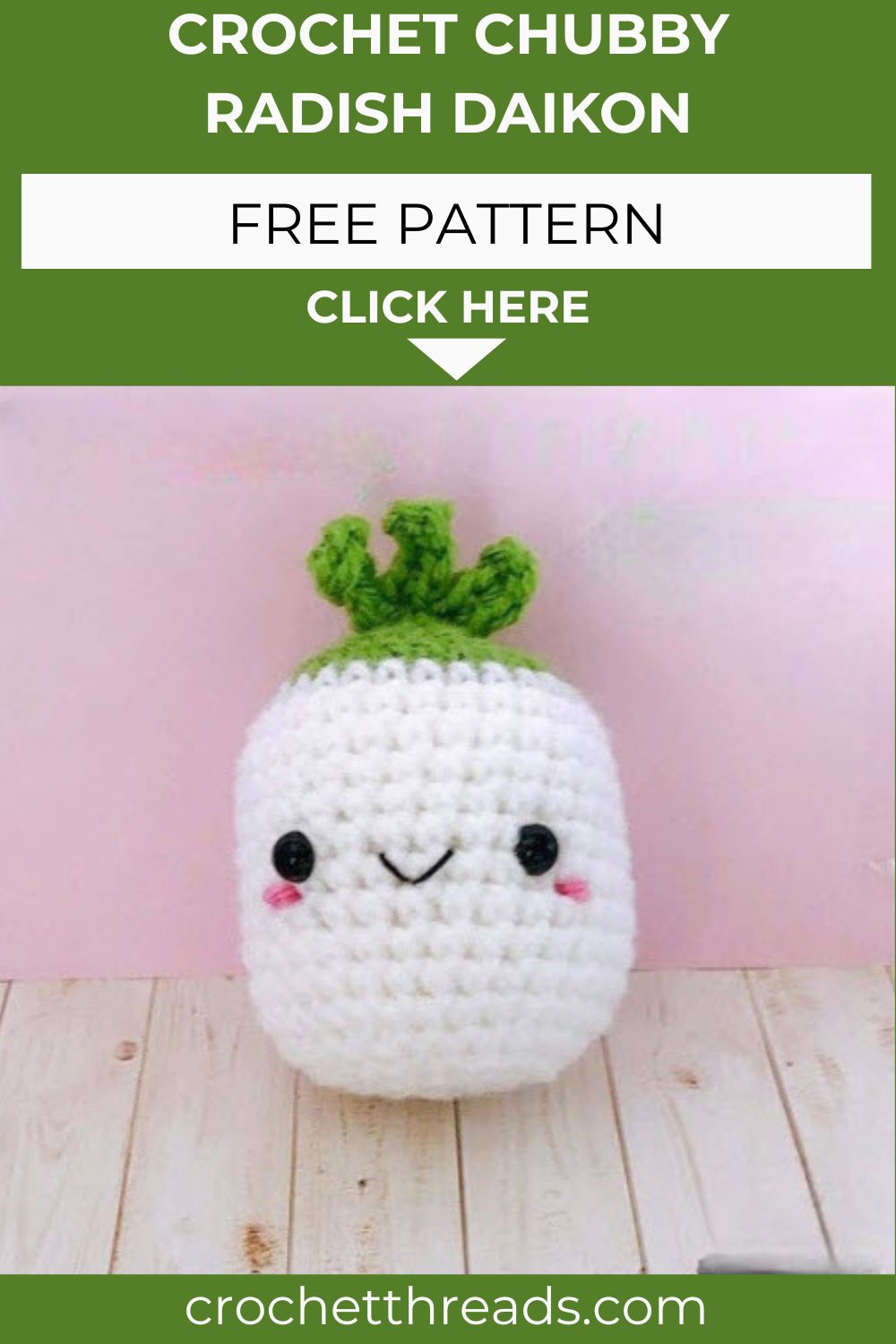 Perfect Crochet Chubby Radish Daikon Amigurumi Pattern