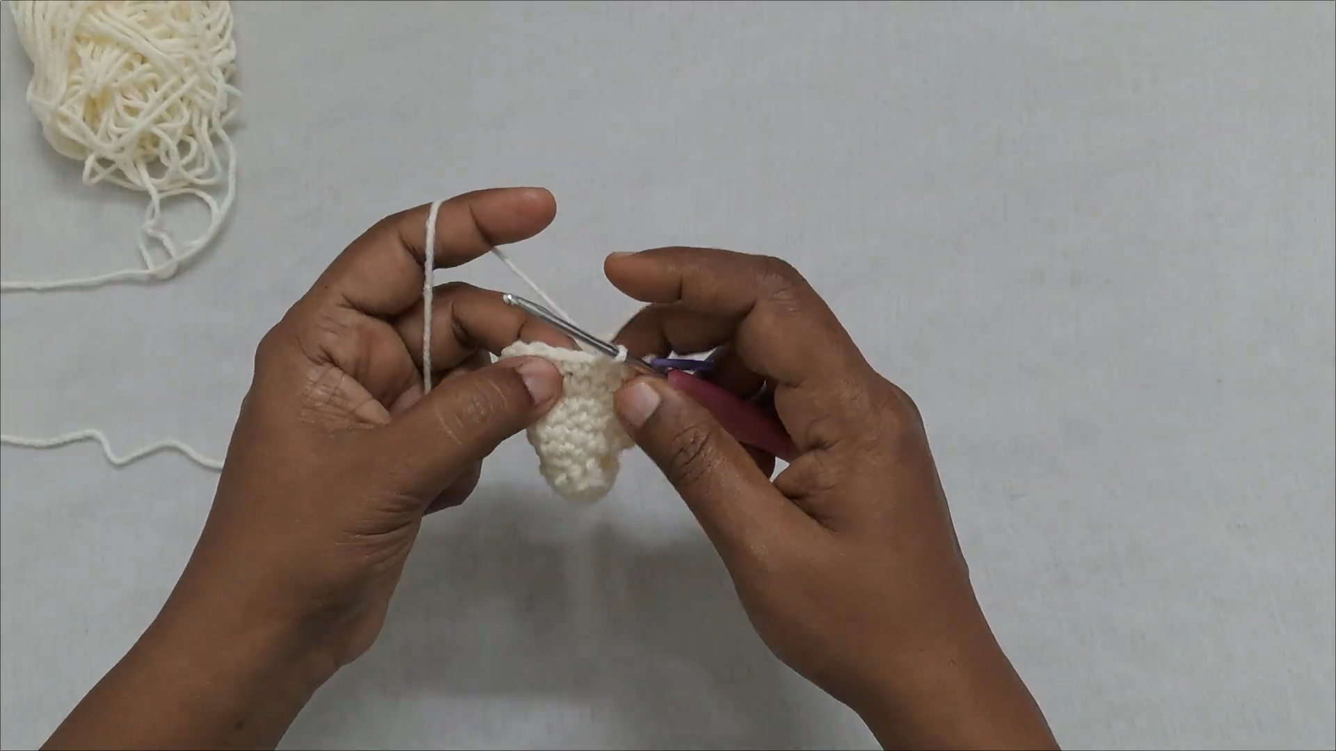 Cream crochet amigurumi base rounds