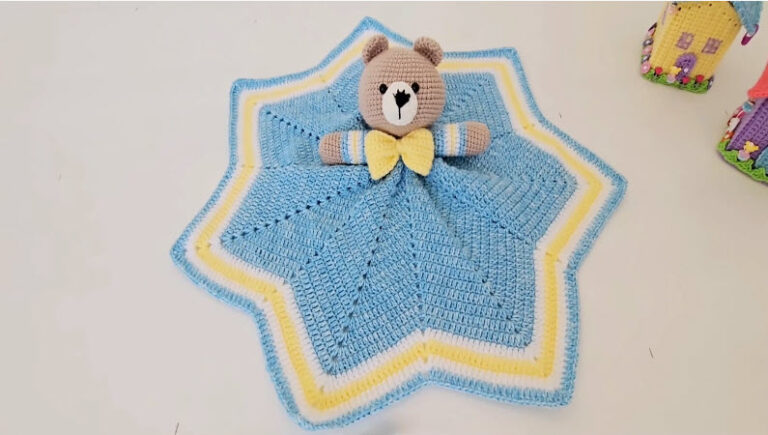 Crochet Bear Lovey Blanket Pattern Baby Shower Gift