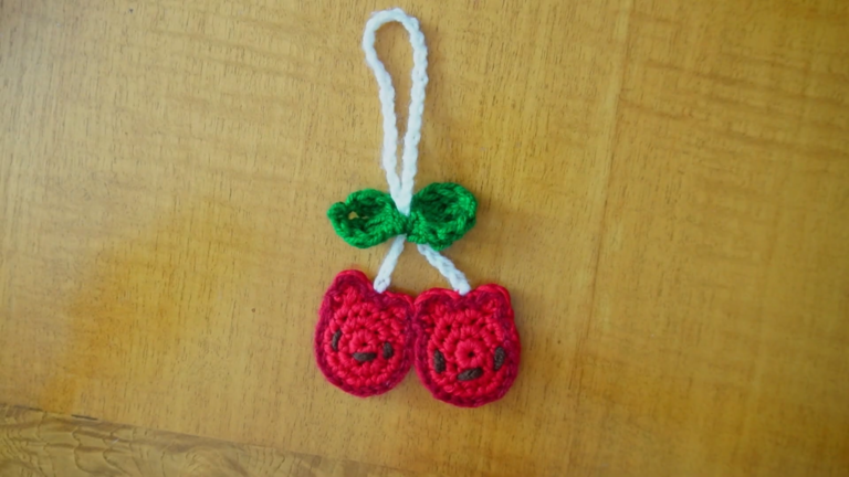 Crochet Cherry Bear Keychain Pattern for Playful Bags