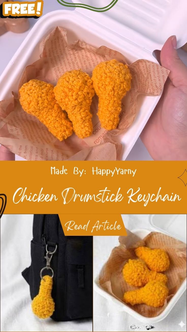 Crochet Chicken Drumstick Keychain Pattern Kawaii Bag Charm