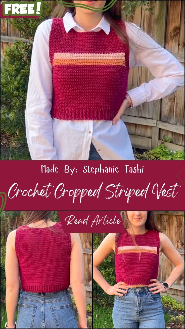 Crochet Cropped Striped Vest Pattern for Casual Look
