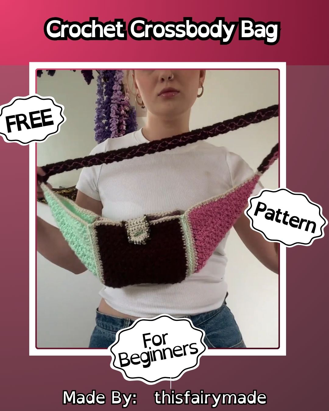 Crochet Crossbody Bag Crescent Shape Pattern for Colorful Style