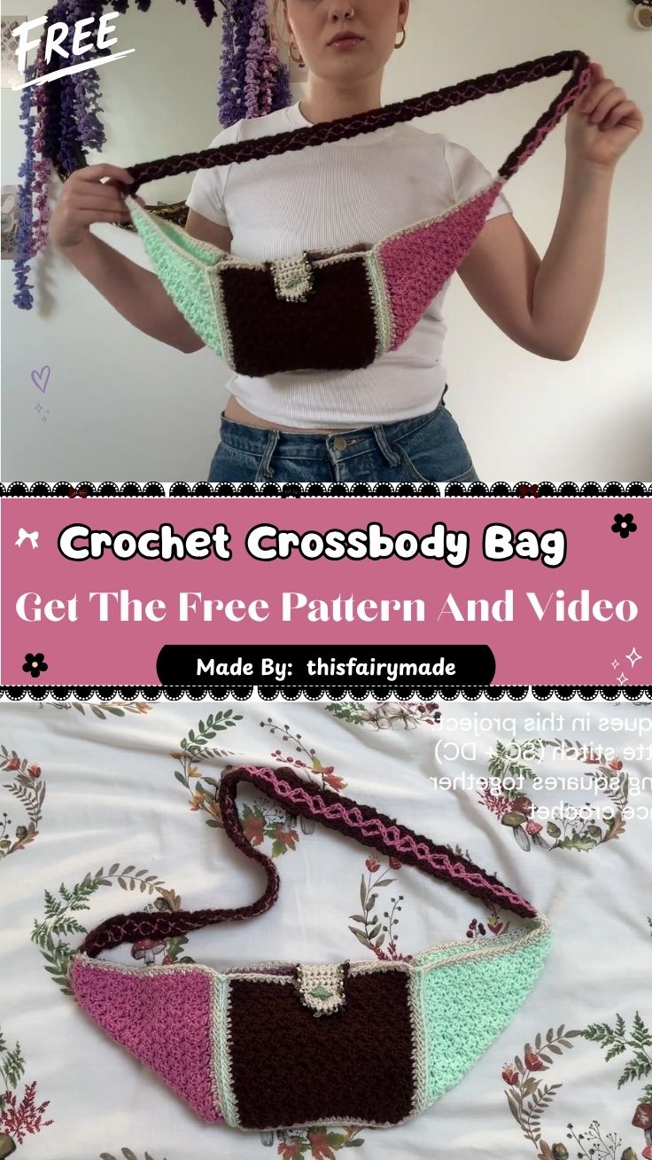 Crochet Crossbody Bag Crescent Shape Pattern for Colorful Style
