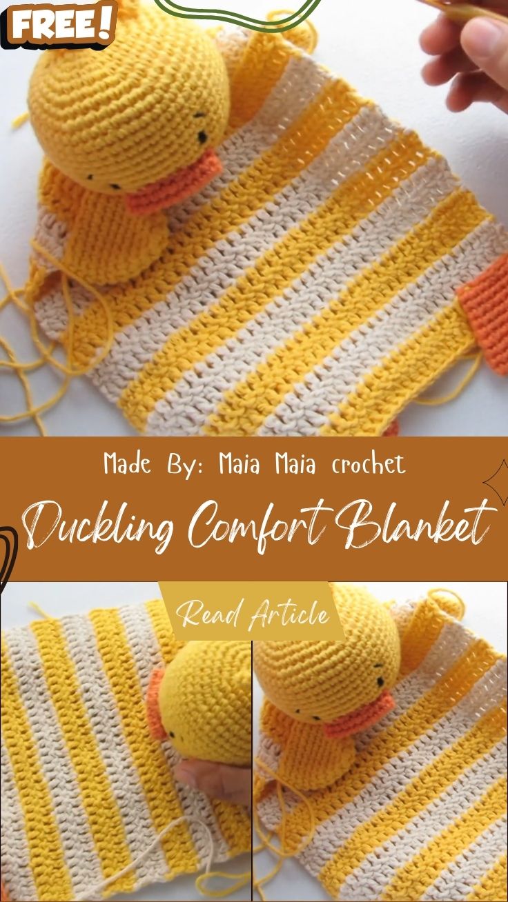 Crochet Duckling Comfort Blanket Pattern Soft Baby Blanket Toy