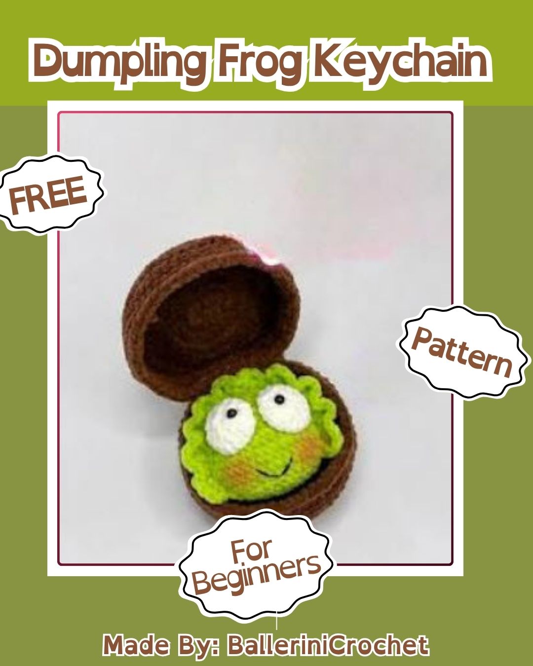 Crochet Dumpling Frog Keychain Amigurumi Pattern for Keys and Bags