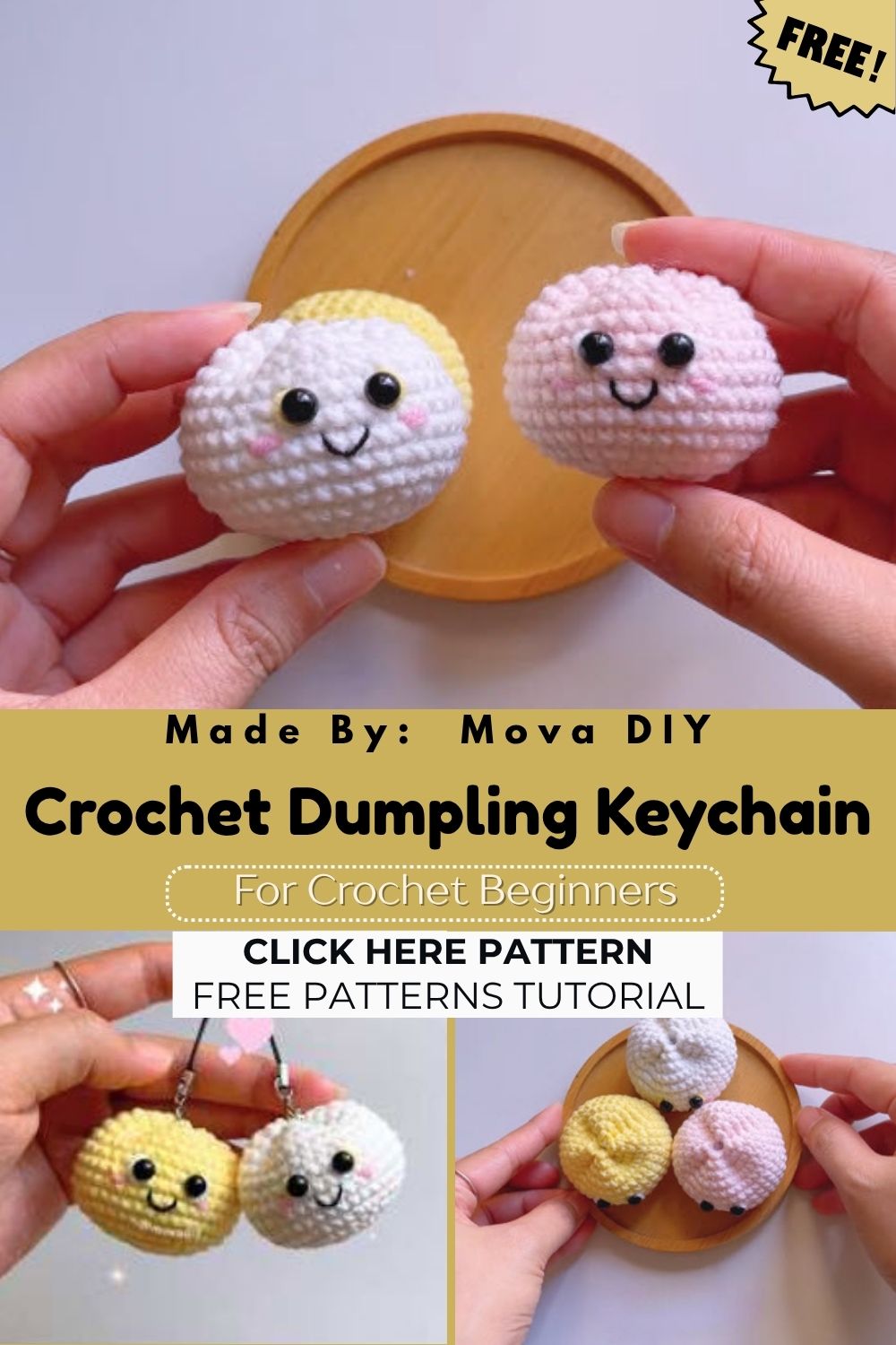 Crochet Dumpling Keychain Amigurumi Pattern for Holiday Fun