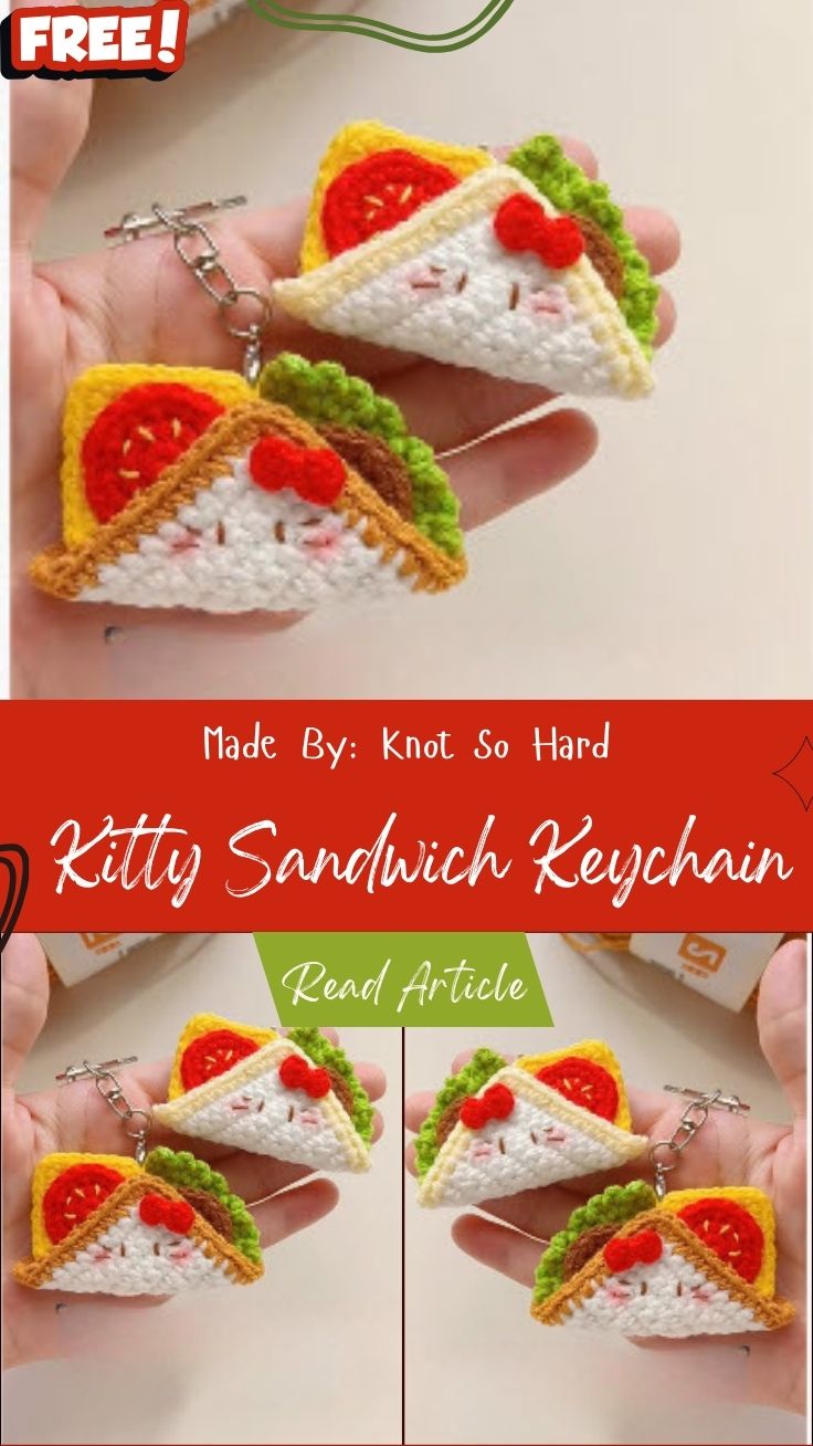 Crochet Kitty Sandwich Keychain Pattern Amigurumi Bag Charm