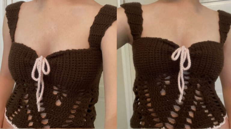 Crochet Lace Milkmaid Top Pattern with Scalloped Lace Edges