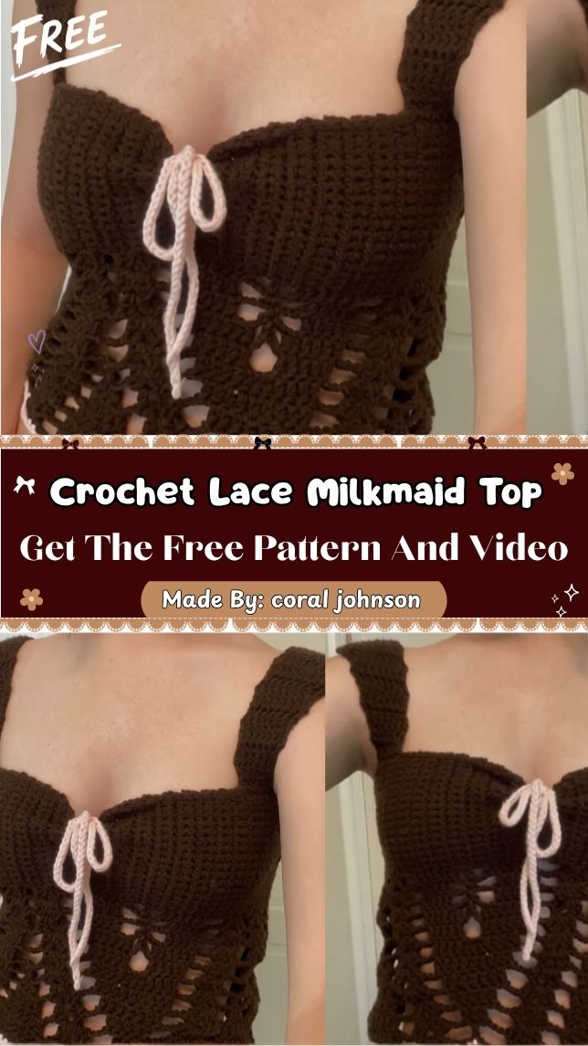 Crochet Lace Milkmaid Top Pattern with Scalloped Lace Edges