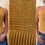Crochet One Shoulder Turtleneck Top Pattern with Draped Collar