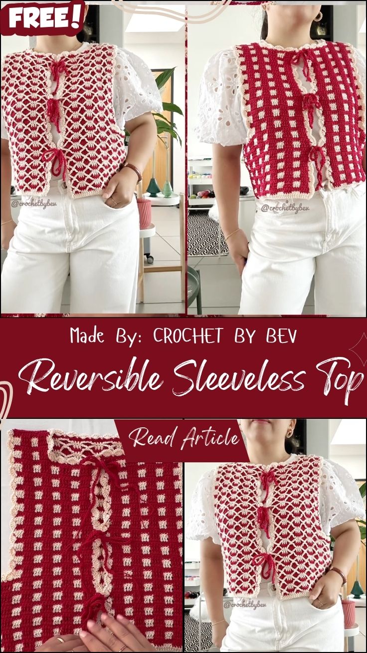 Crochet Reversible Sleeveless Top Pattern with two-way style