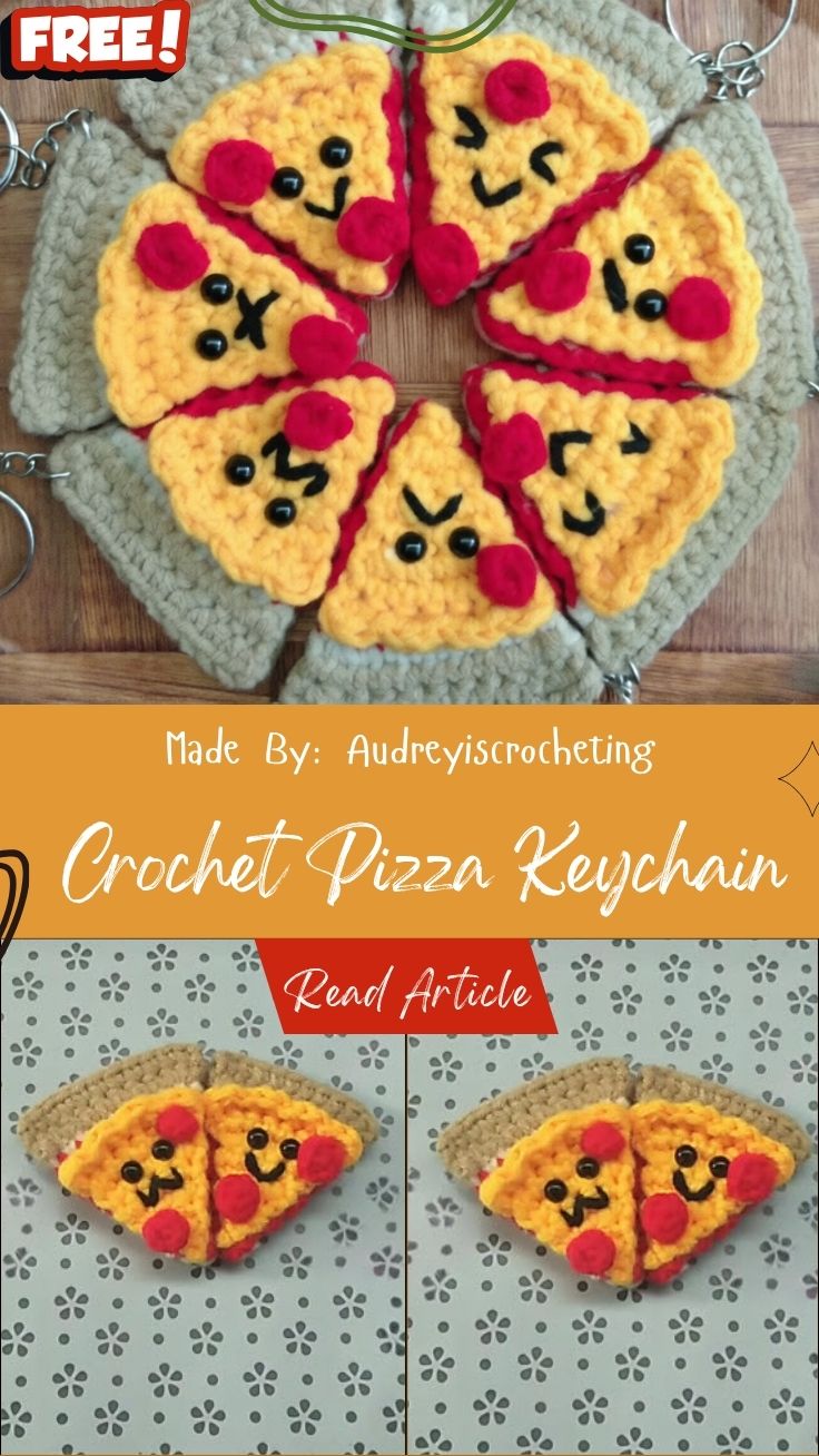 Easy Crochet Pizza Keychain Pattern Mini Food Charm