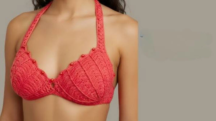 Free Crochet Beaded Halter Bikini Top Pattern
