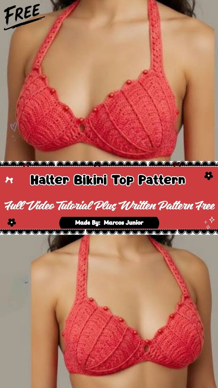 Free Crochet Beaded Halter Bikini Top Pattern