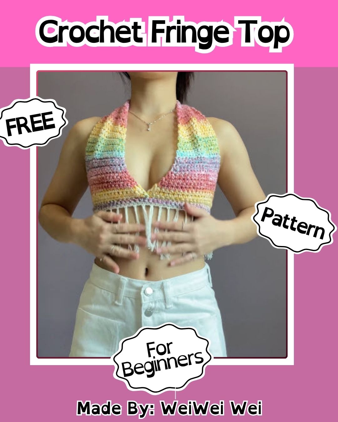Free Crochet Fringe Top Pattern With Color Stripes