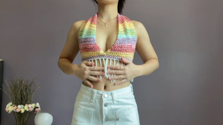Free Crochet Fringe Top Pattern With Color Stripes