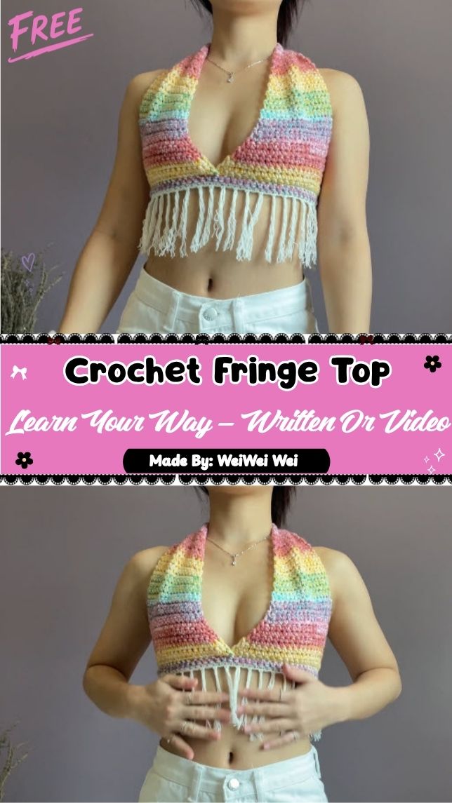 Free Crochet Fringe Top Pattern With Color Stripes