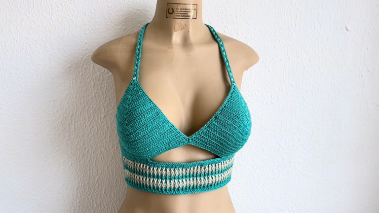 Free Crochet Halter Top Pattern with Cutout Waistband