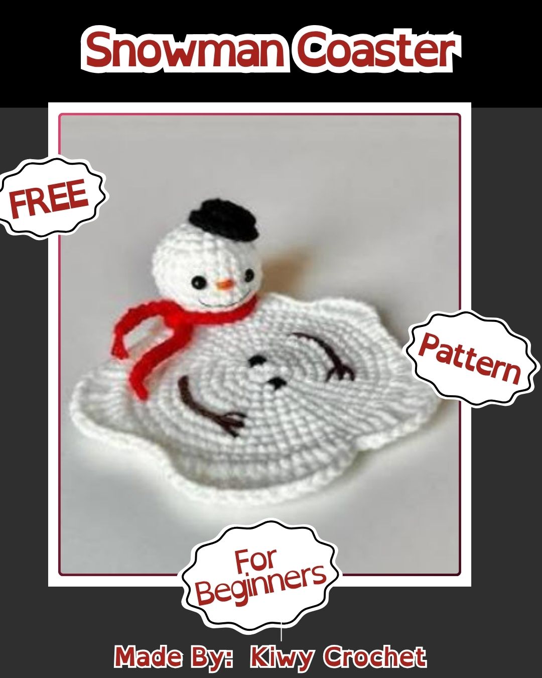Free Crochet Melted Snowman Coaster Pattern for Winter