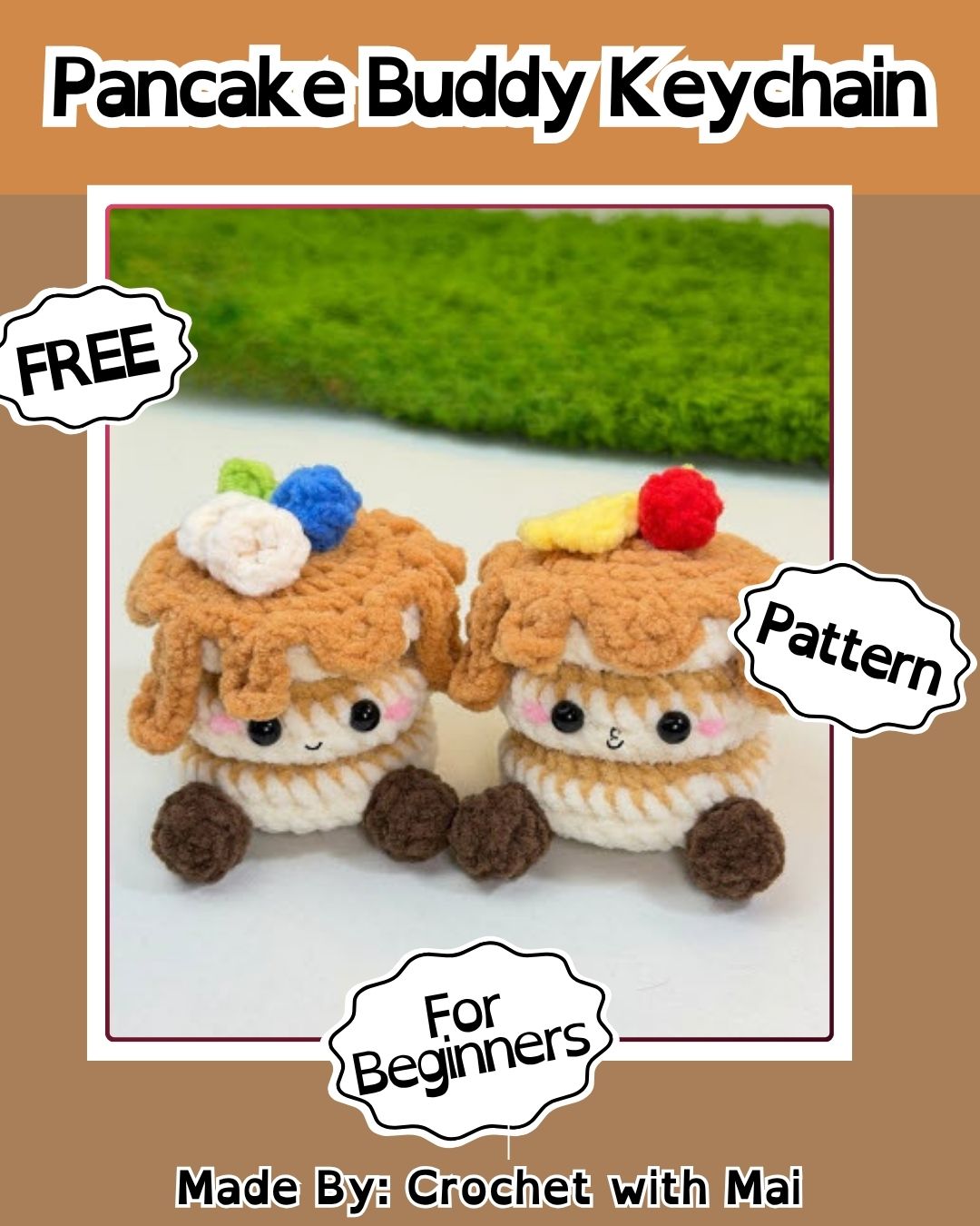 Free Crochet Pancake Buddy Keychain Amigurumi Pattern