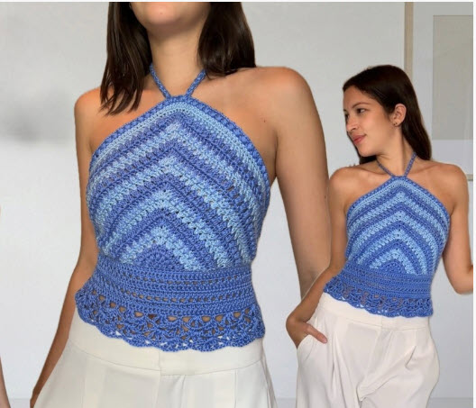 Free Crochet Top Halter Pattern for Corset Style