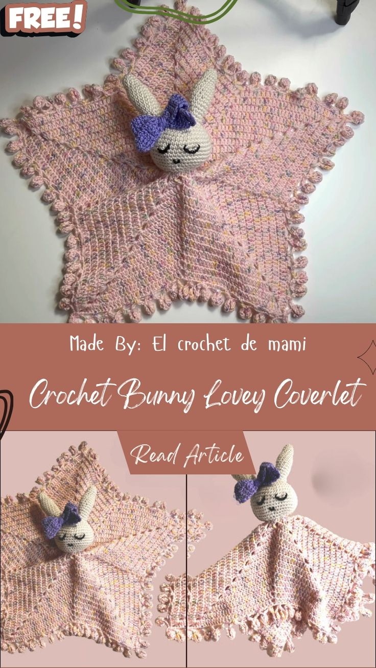 Sleepy Crochet Bunny Lovey Coverlet Pattern with Bobble Trim A