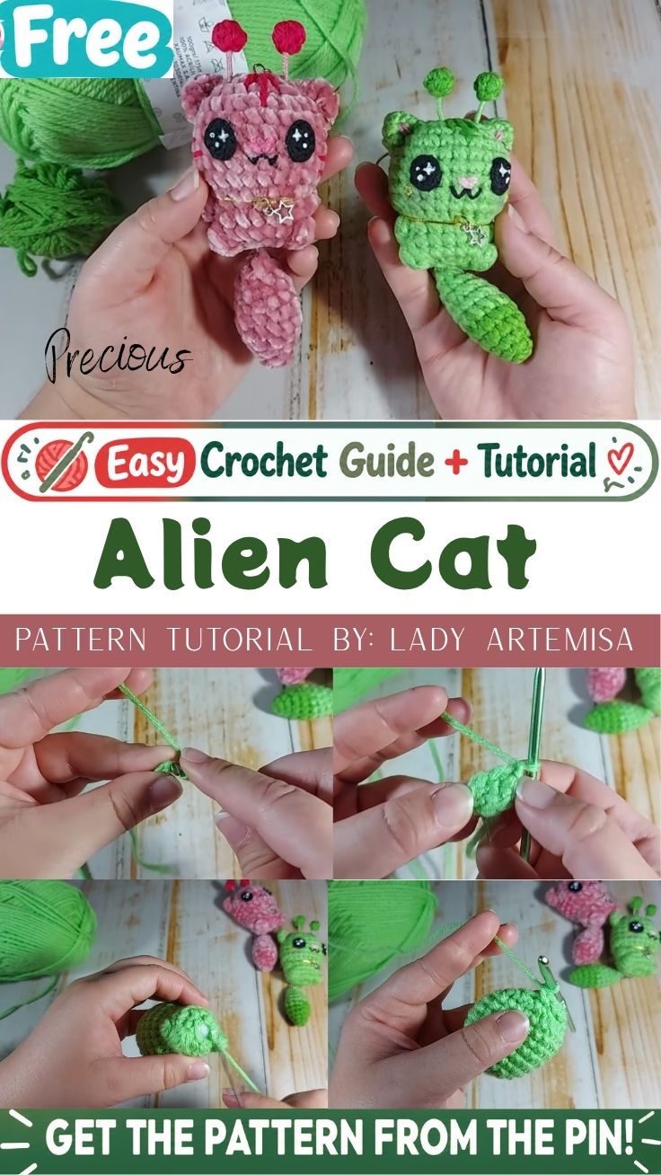 A Playful Crochet Alien Cat Amigurumi Pattern for Unique Décor