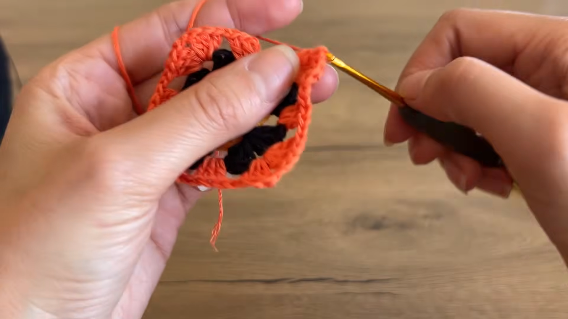Colorful squares joined with black yarn