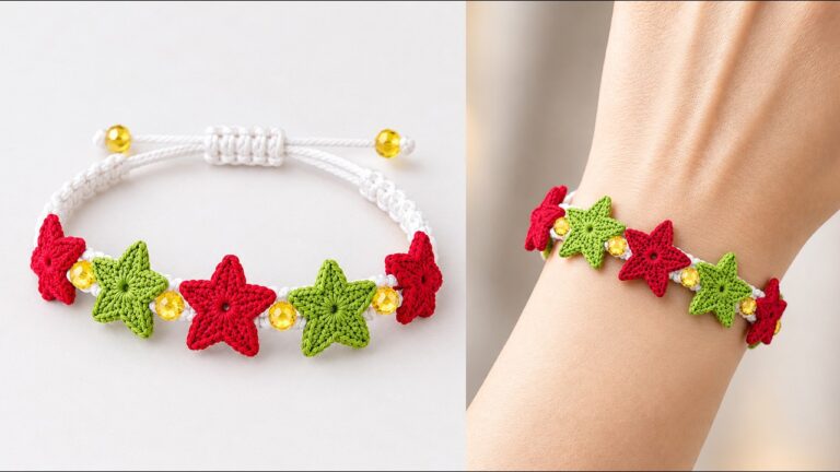 Crochet Christmas Bracelet Pattern for Colorful Accessories