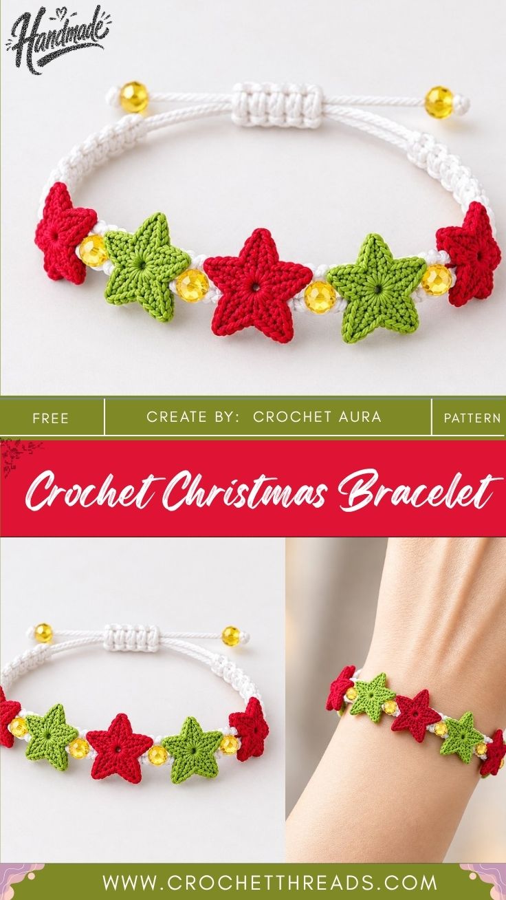 Crochet Christmas Bracelet Pattern for Colorful Accessories