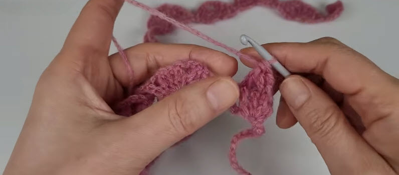 Crocheting the shell stitch pattern for the cardigan panel