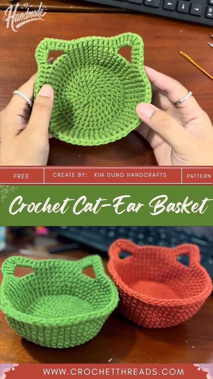Cute Crochet Cat-Ear Basket Pattern for Special Outfits