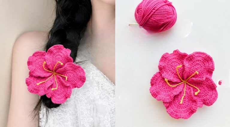 Free Crochet Floral Hair Tie Pattern for a Trendy (2)