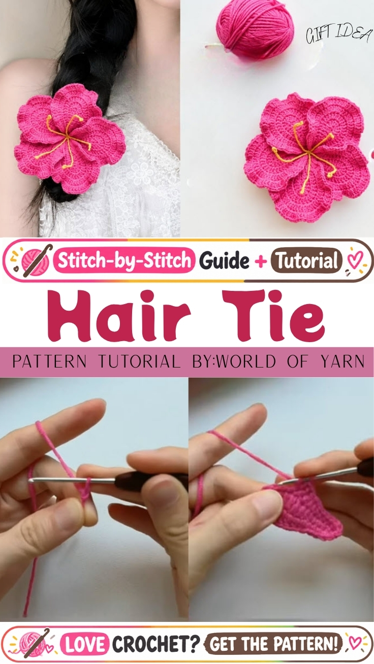 Free Crochet Floral Hair Tie Pattern for a Trendy