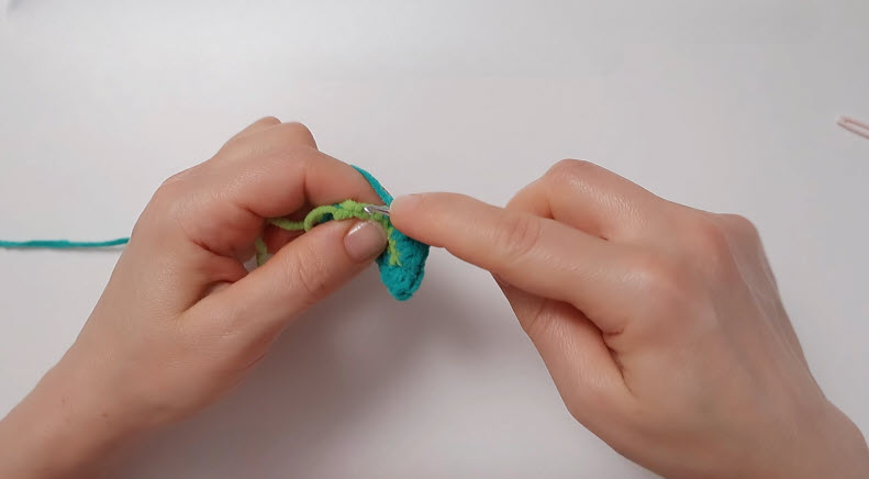 Half double crochet stitched into back loop only