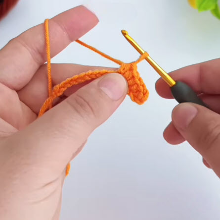 Half double crochet stitches worked along the foundation chain