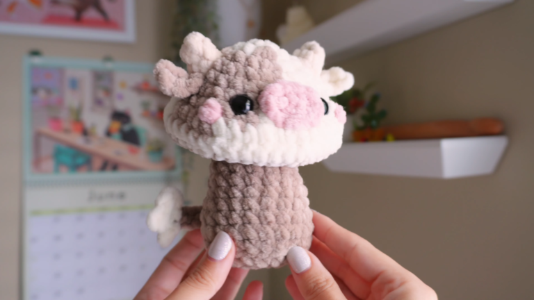 Popping Crochet Mushroom Cow Amigurumi Pattern with fidget head (2)