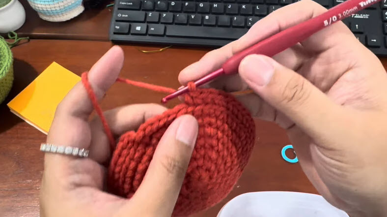 Round 8 back loop only single crochet on basket sides