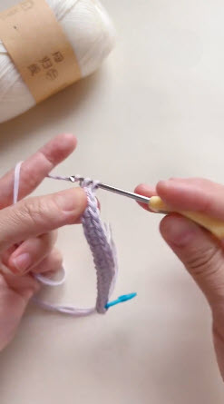 Working stitches around the foundation chain for card holder
