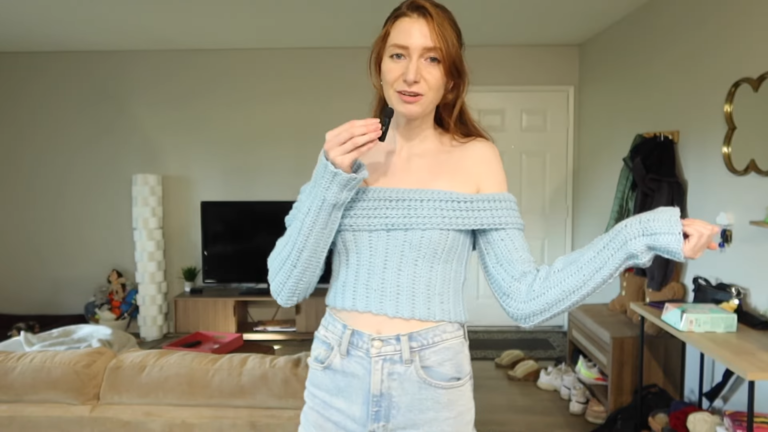 Free Crochet Off Shoulder Sweater Pattern for a Trendy