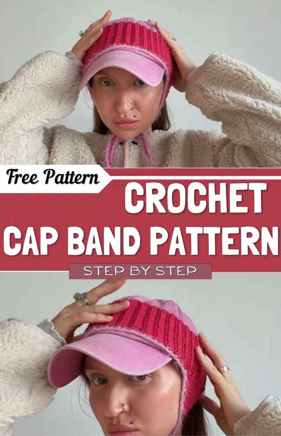 Finished crochet cap band pattern with ear flaps and tie strings