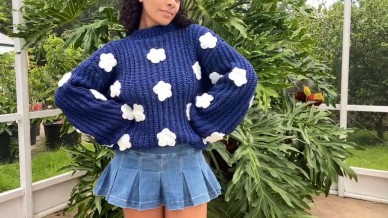 Crochet Coraline Sweater Pattern with Star Appliqués