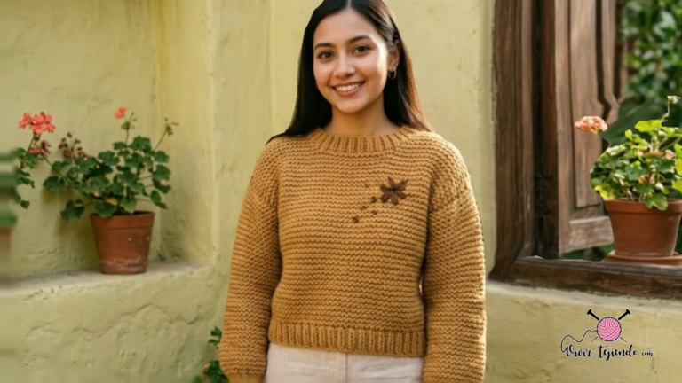 Easy Knit Sweater Pattern with 1×1 Ribbing