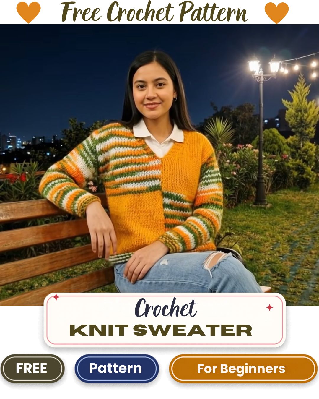 Easy Crochet Knit Sweater Pattern Aurora for Beginners